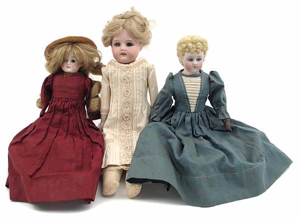 Appraisal: A group of five bisque and china headed dolls together