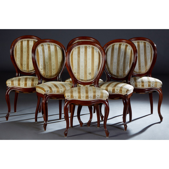 Appraisal: Set of Six French Louis XV Style Carved Mahogany Dining