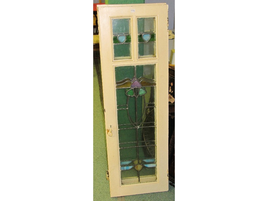 Appraisal: Pair of leaded stained glass panel doors