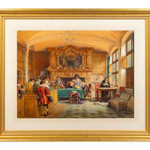 Appraisal: Louis Haghe English Belgian - Court in Session watercolor signed