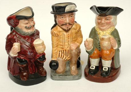 Appraisal: A GROUP OF THREE ROYAL DOULTON CHARACTER JUGS Including Falstaff