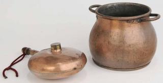 Appraisal: Two Utilitarian Copper Items one copper pot copper handles tin