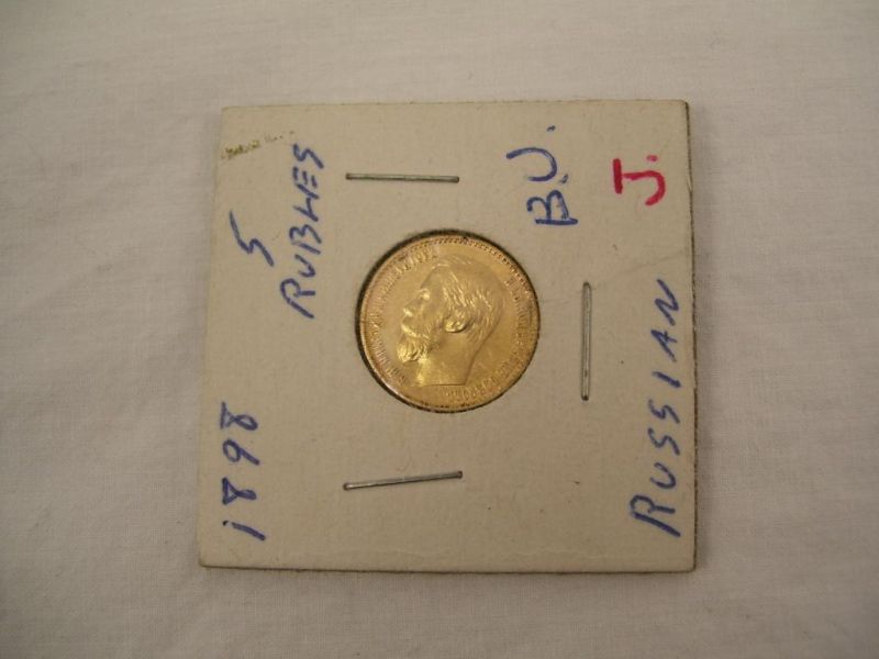 Appraisal: Five Rubles Russian Gold Coin No grading guarantee