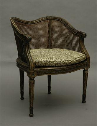 Appraisal: Louis XVI-Style Carved Giltwood and Caned Coiffeuse x x in