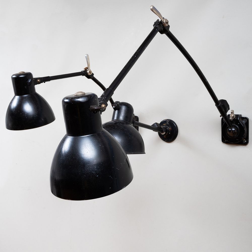 Appraisal: Three Christian Dell Enameled Metal Wall Lights for Kaiser Idell