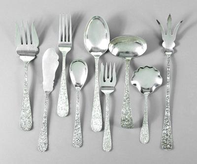 Appraisal: Repouss sterling flatware Stieff pieces some monograms with one drawer