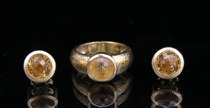 Appraisal: K Gold Citrine Set of Earrings and Ring K yellow