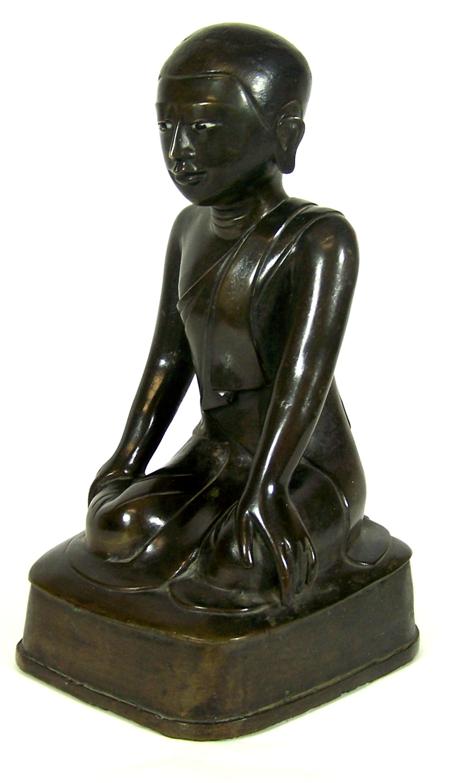 Appraisal: A th century Burmese bronze figure of a monk seated