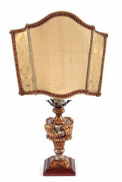 Appraisal: A Baroque style parcel gilt and paint decorated table lamp