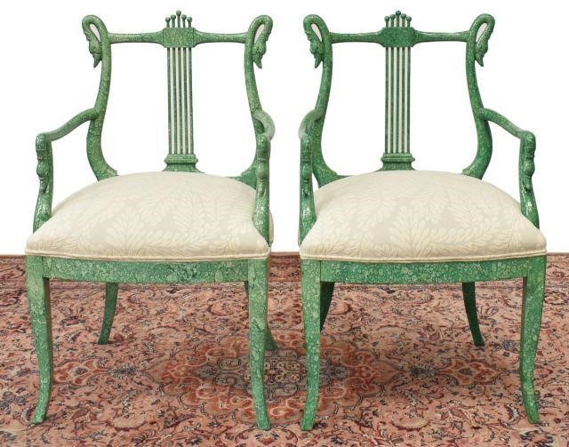 Appraisal: lot of Empire style armchairs late th c frames in