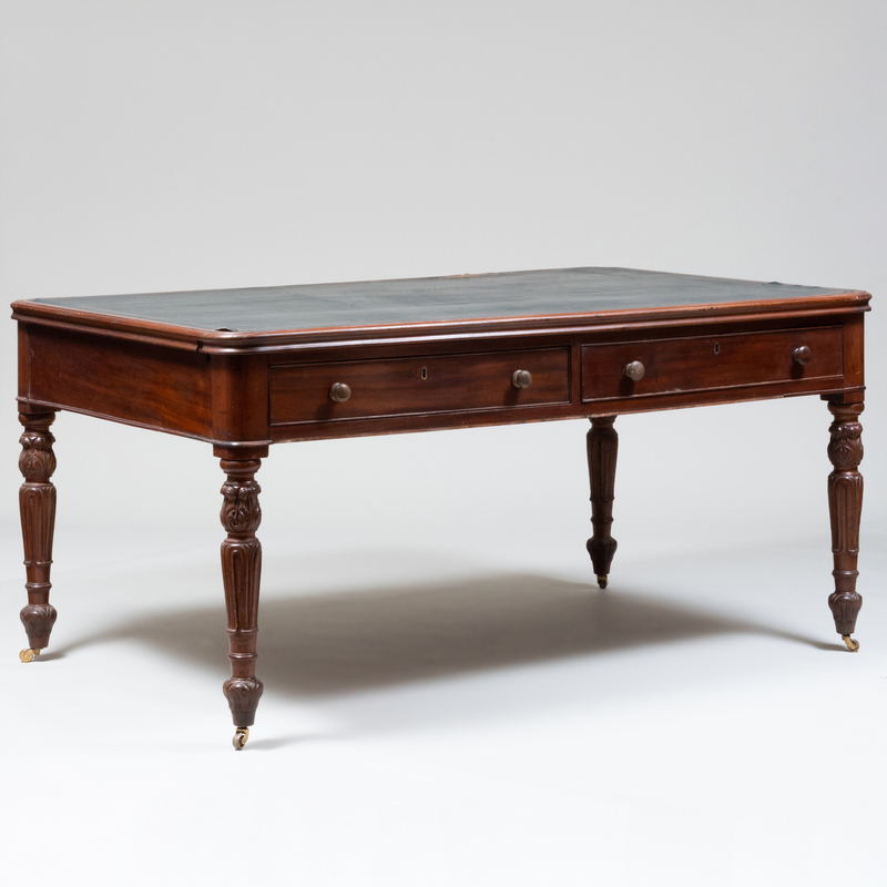 Appraisal: VICTORIAN MAHOGANY AND LEATHER WRITING TABLE x ft in x