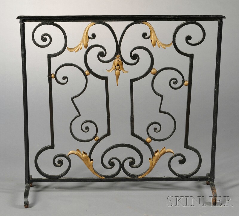 Appraisal: Fireplace Screen France th century painted with black scrolled motif