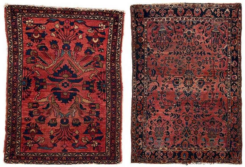 Appraisal: Two Persian Rugs red field with geometric floral pattern ft