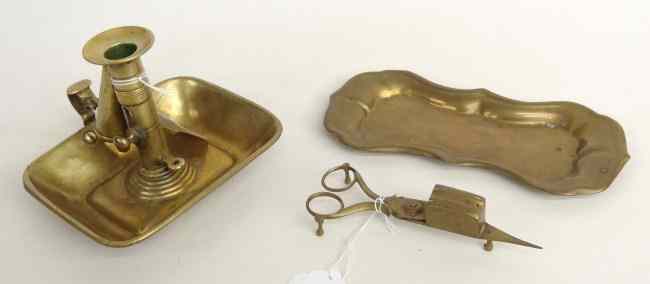 Appraisal: th c candle nippers with tray Tray '' Length Nippers