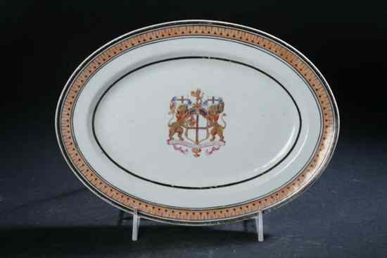 Appraisal: CHINESE ARMORIAL FAMILLE ROSE PORCELAIN PLATTER Circa The centre with