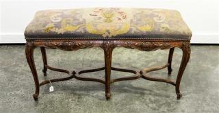 Appraisal: A Louis XV Style Needlepoint Bench Width inches A Louis