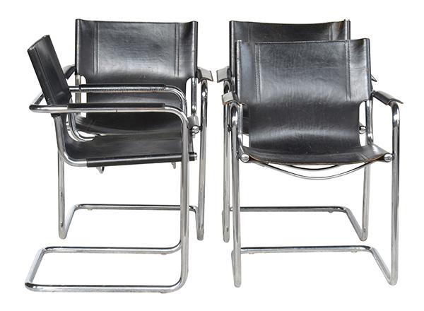 Appraisal: FOUR MATTEO GRASSI DINING CHAIRS Italian c s black leather