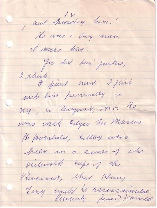 Appraisal: FARRELL JAMES T Autograph Letter Signed to Mr Harold A