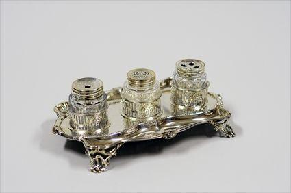 Appraisal: George III Silver Inkstand London maker's mark WP x x