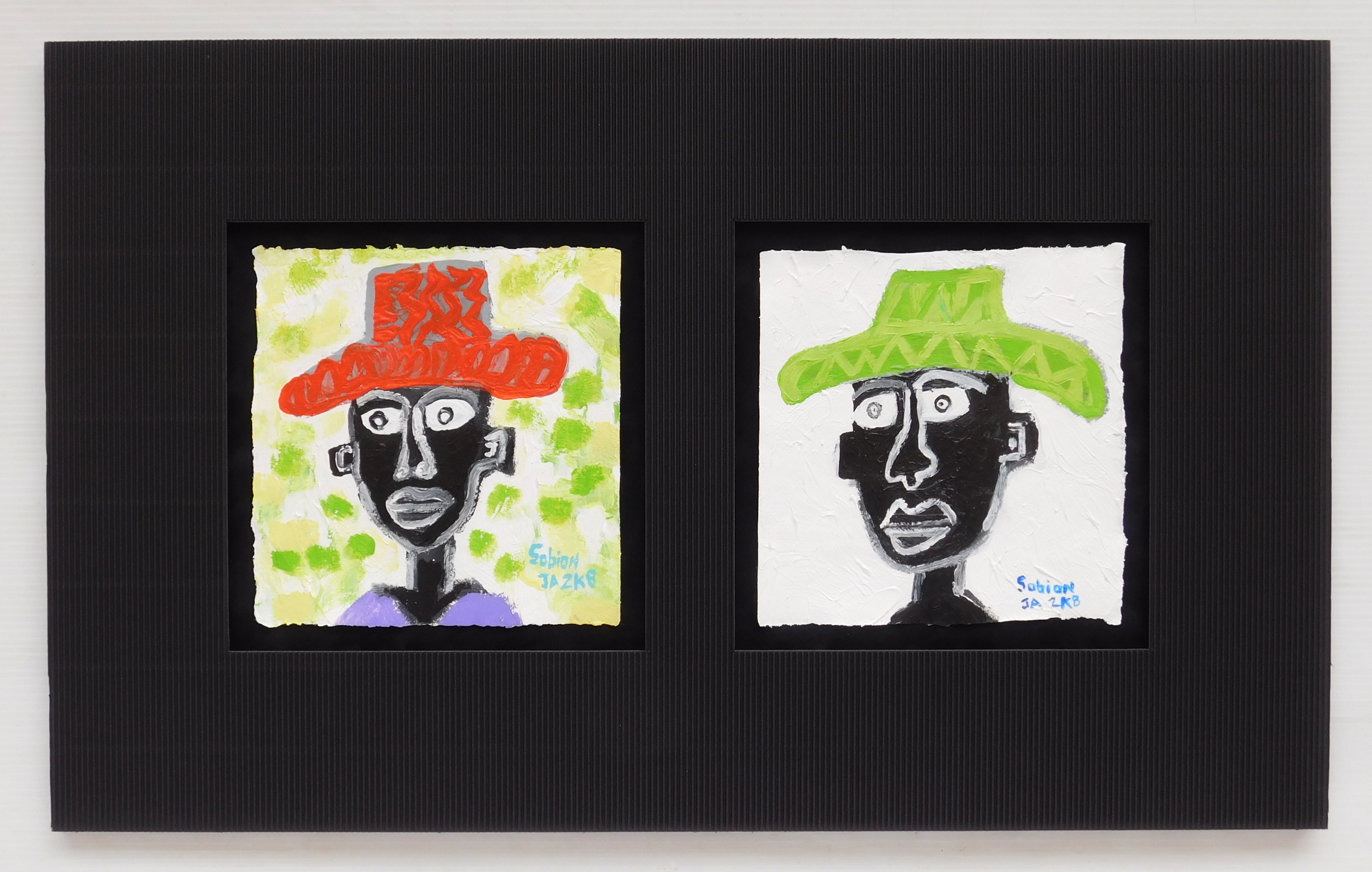 Appraisal: Sobin Jazke Trinidad th c Double Portrait- acrylic on paper