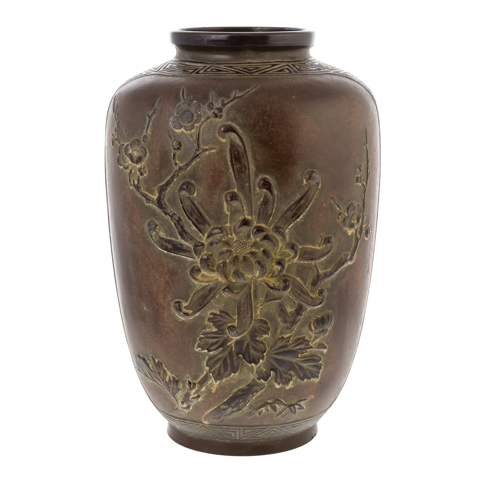 Appraisal: CHINESE BRONZE VASE Xianfeng Era - with detailed relief decoration