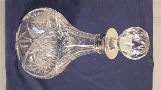 Appraisal: Modern silver mounted cut glass decanter and stopper mount marked