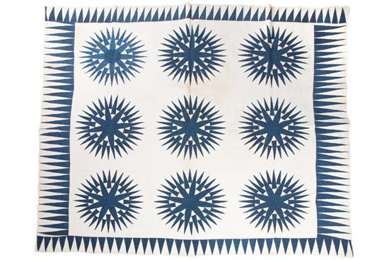 Appraisal: QUILT American nd half th century cotton Mariner's Compass with