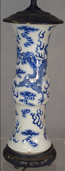 Appraisal: Chinese Export porcelain blue and white vase mounted as a