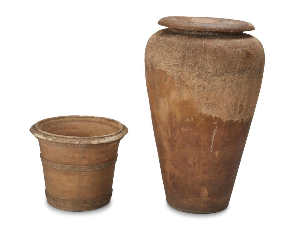 Appraisal: Two large terracotta outdoor garden pots Circa s- s Each