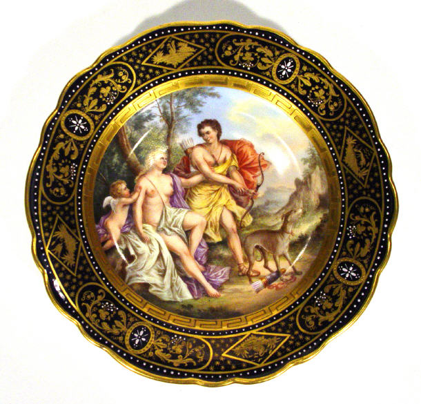 Appraisal: Vienna porcelain plate hand painted with a scene of 'Diana