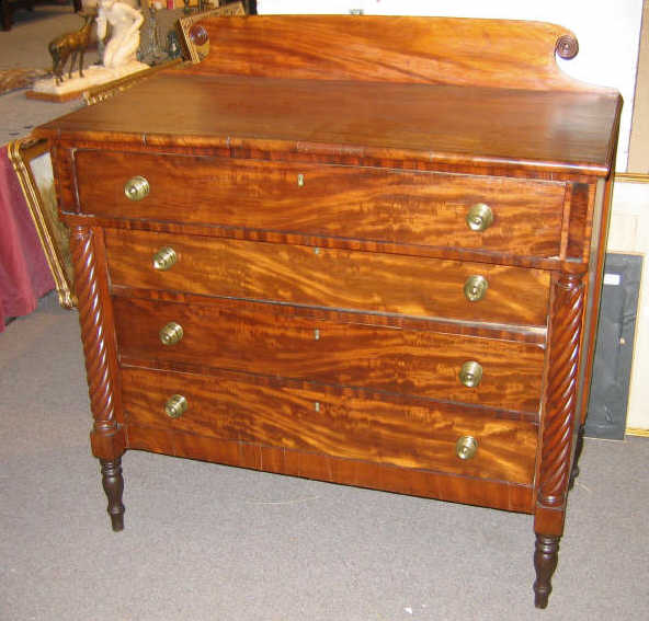 Appraisal: AMERICAN TH CENTURY MAHOGANY CHEST With scrolled back splash above