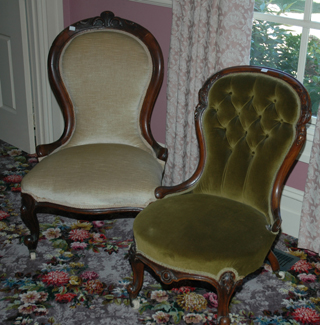 Appraisal: TWO VICTORIAN WALNUT FRAMED LADY S CHAIRS