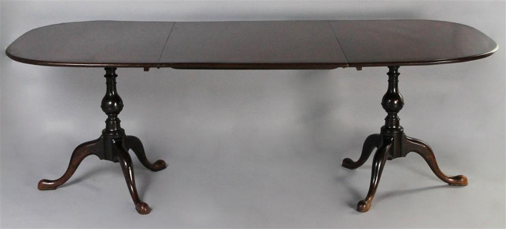 Appraisal: GEORGIAN STYLE MAHOGANY DOUBLE PEDESTAL BREAKFAST TABLE WITH ONE LEAF