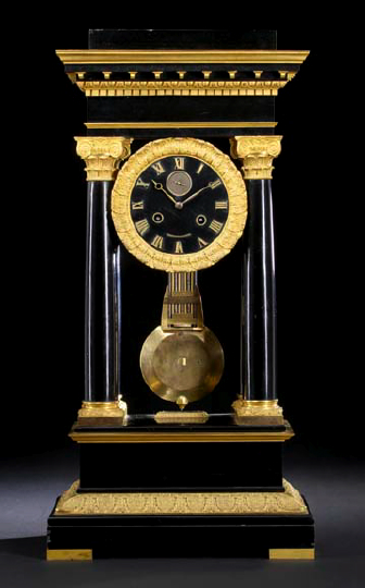 Appraisal: Magnum Louis-Philippe Gilt-Bronze-Mounted Ebonized Wood Mantel Clock second quarter th