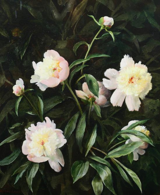 Appraisal: HARRY LANE American - PEONIES signed lower left Oil on