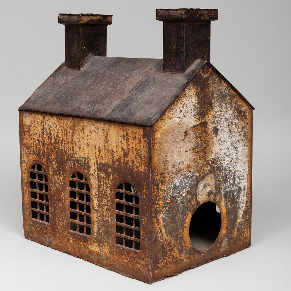 Appraisal: Painted Tin Squirrel House x x in Condition Wear oxidation