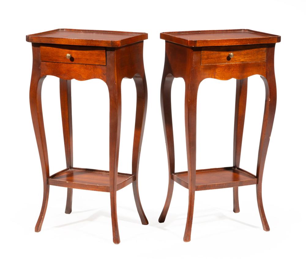 Appraisal: Pair of Louis XV-Style Mahogany Side Tables dished top frieze