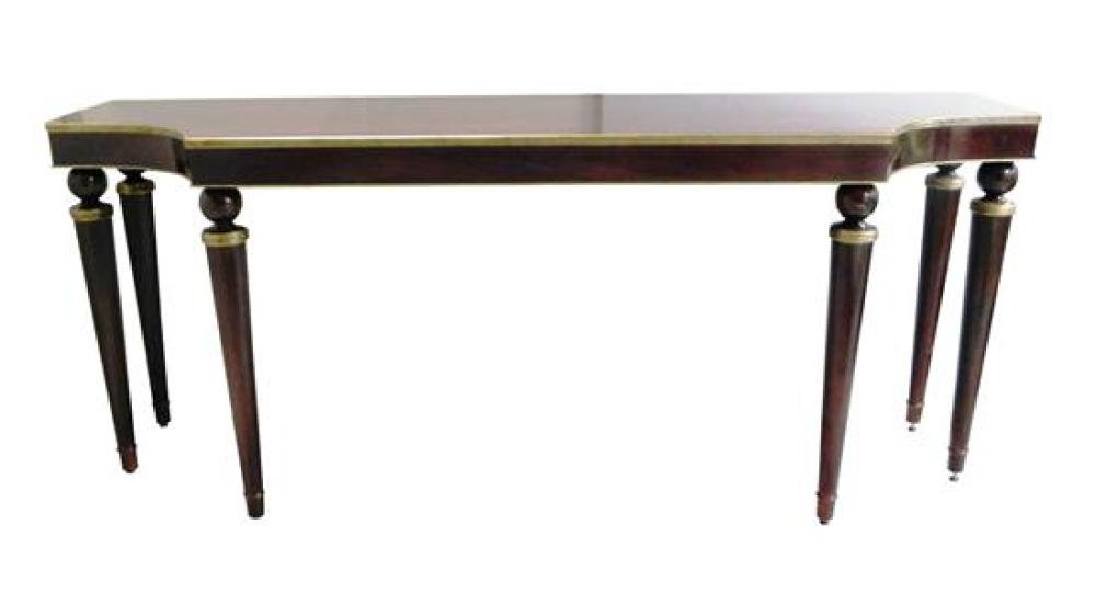 Appraisal: Contemporary Baker console table oblong top with in-cut corners mahogany