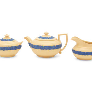 Appraisal: A Wedgwood Caneware Three-Piece Tea Service th Century with impressed