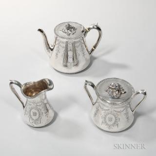 Appraisal: Three-piece Tiffany Co Sterling Silver Tea Service Three-piece Tiffany Co