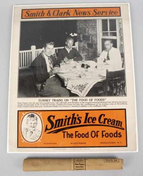 Appraisal: Gene Tunney Smith's Ice Cream Advertisement Circa s Framed on