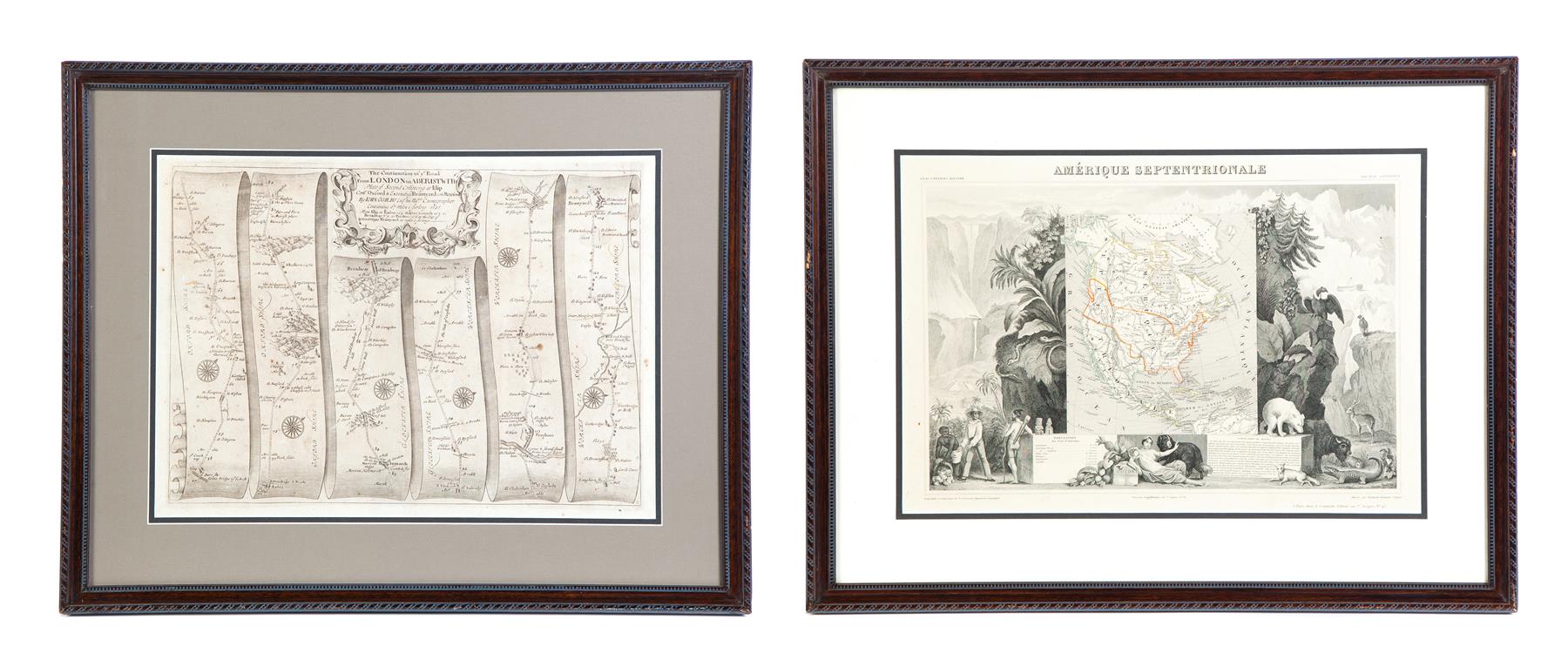 Appraisal: TWO FRAMED MAPS Late th-early th century strip map by