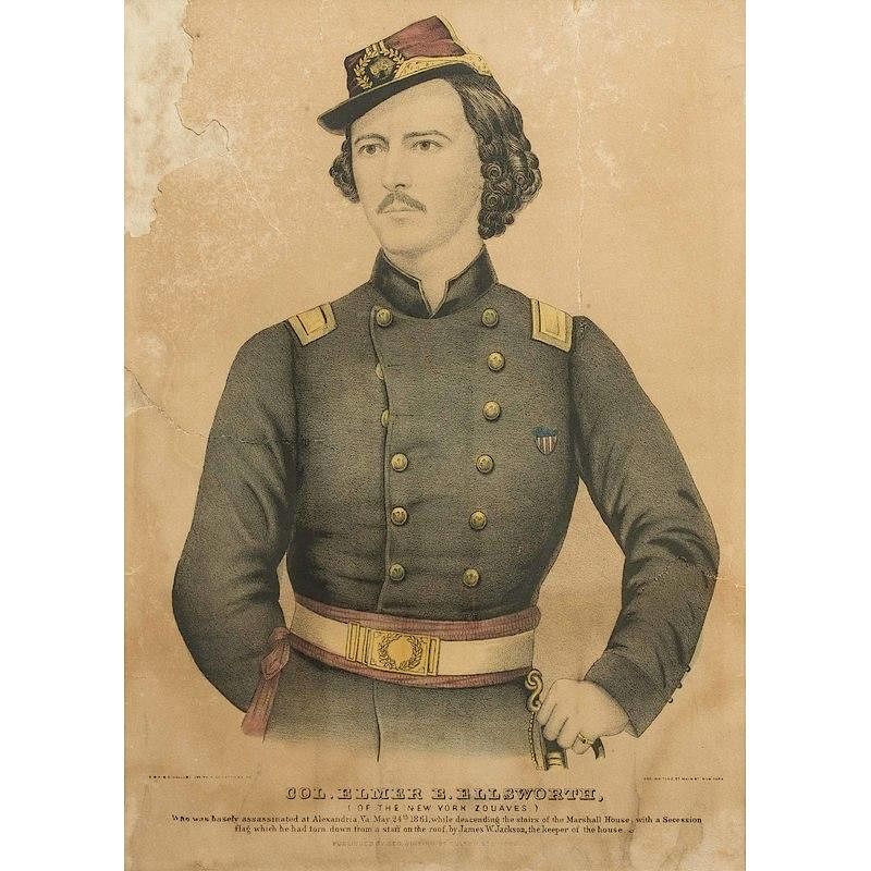 Appraisal: Colored Lithograph of Colonel Elmer Ellsworth Framed colored lithograph of