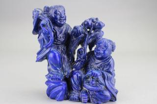 Appraisal: Chinese Carved Lapis Children Figures Chinese Carved Lapis Children Figures