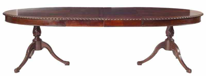 Appraisal: American Double Pedestal Dining Table th century mahogany and figured