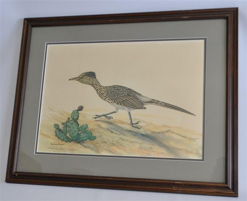 Appraisal: ROADRUNNER ANNE WORSHAM RICHARDSON SIGNED Framed Signed Limited Edition Roadrunner