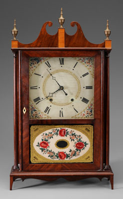 Appraisal: Connecticut Federal Pillar-and-Scroll Clock Plymouth Connecticut th century mahogany case