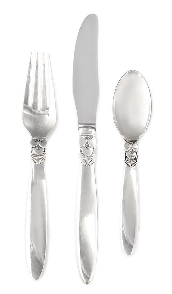 Appraisal: A Danish Silver Flatware Service Georg Jensen Silversmithy Copenhagen th