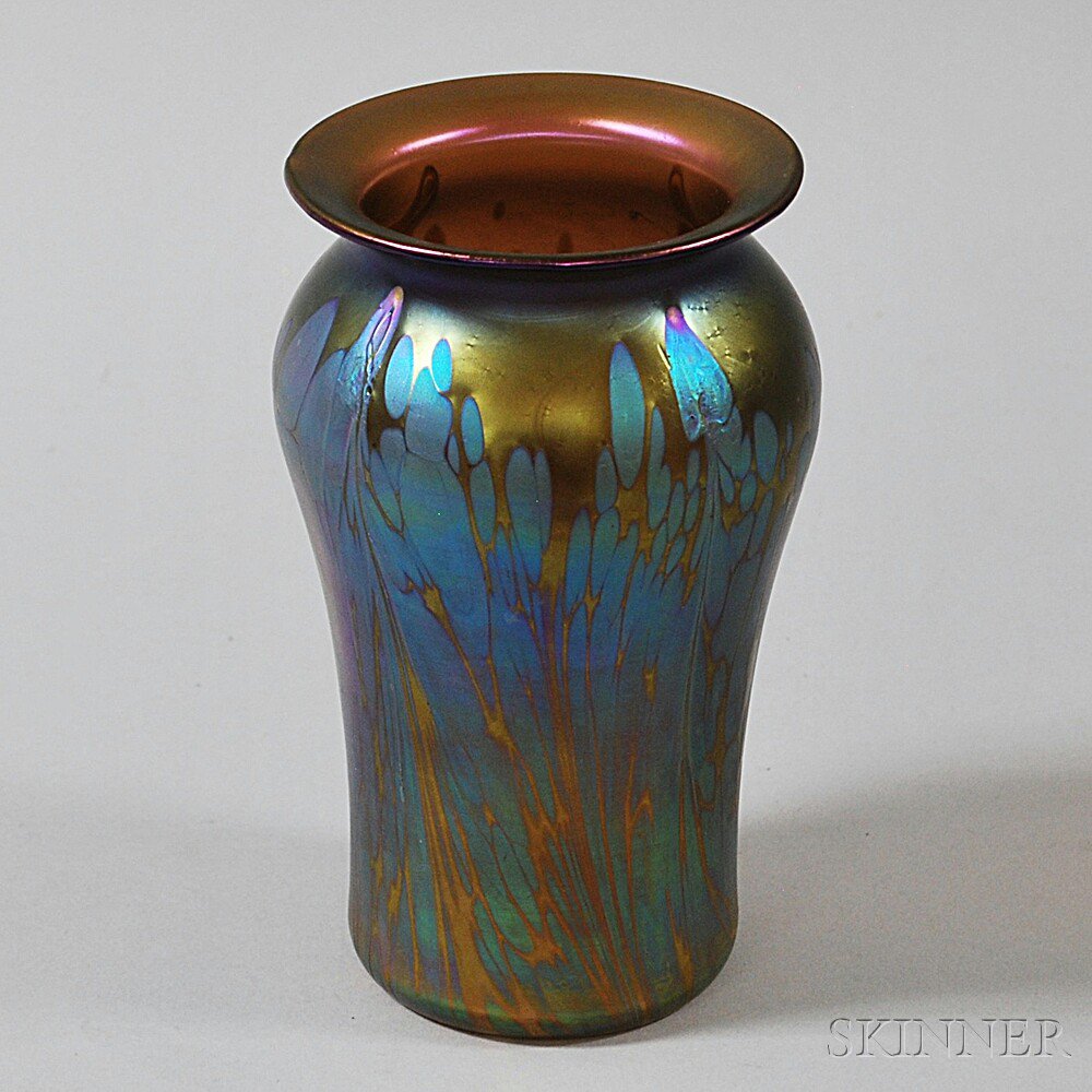 Appraisal: Austrian Iridescent Art Glass Vase th century vase of typical