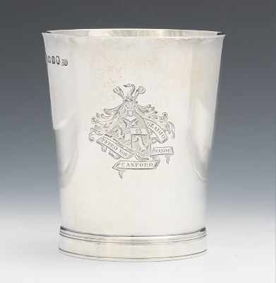 Appraisal: A Sterling Silver Cup Engraved with an elaborate coat of